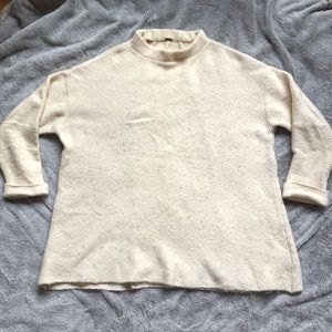 Free People Cream Mock Neck Aline Sweater